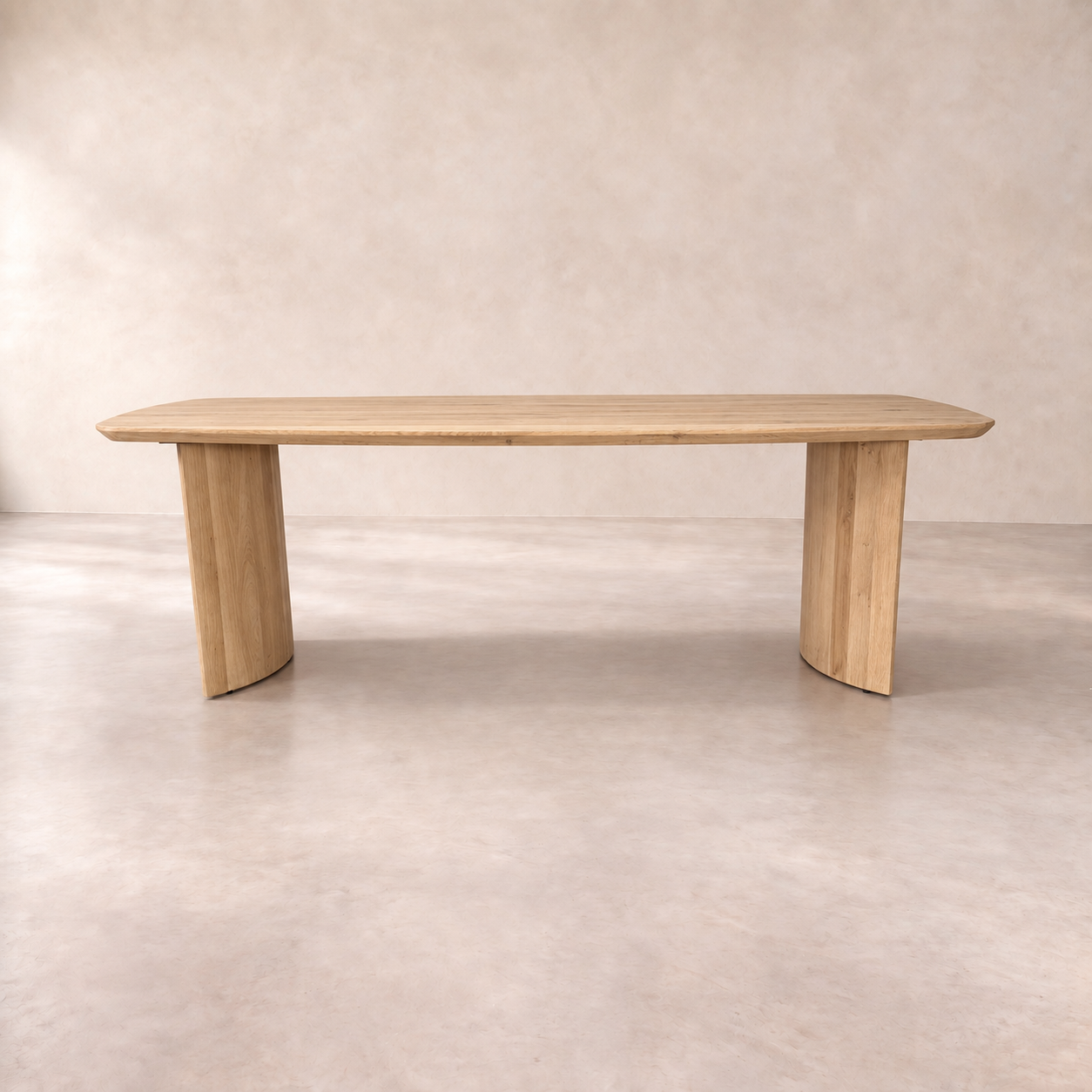 Ove - Eiken rond onderstel eettafel - Japandi 
